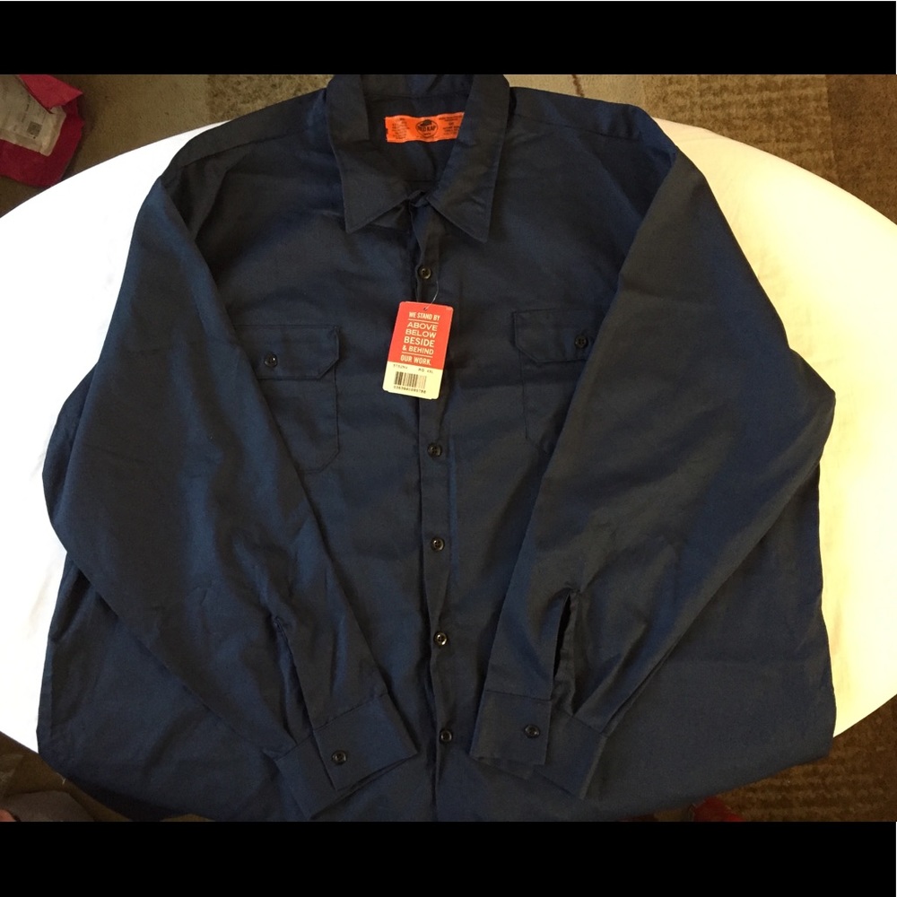 Redkap Men’s Navy Button Long Sleeve - Picture 2 of 7